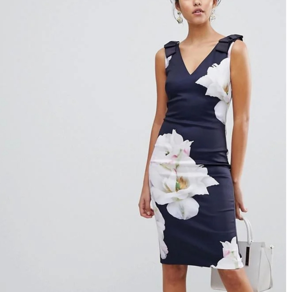 Ted Baker Gardenia Soleia Bow Shoulder Bodycon Midi Dress